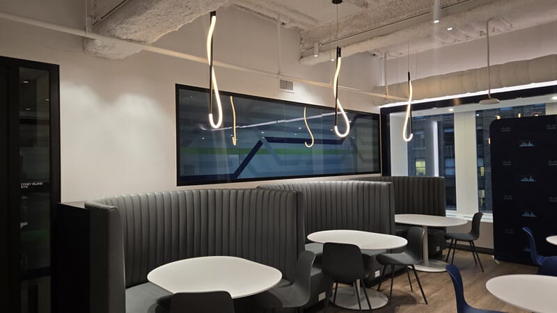 An image of the privacy vinyl window graphics in an office.